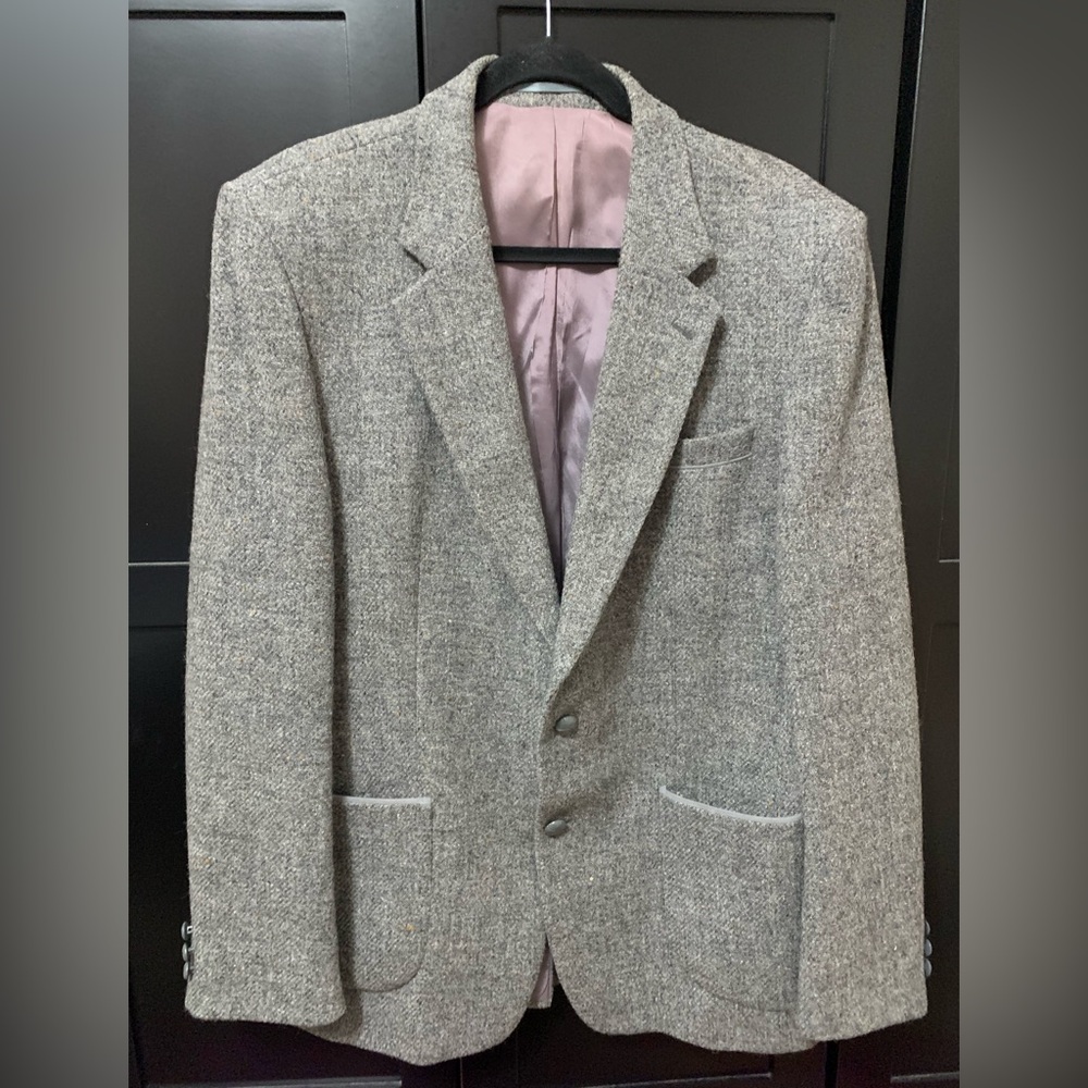 Harris Tweed, grandpacore, academia ,professor,Gray Men's Blazer, Vintage
